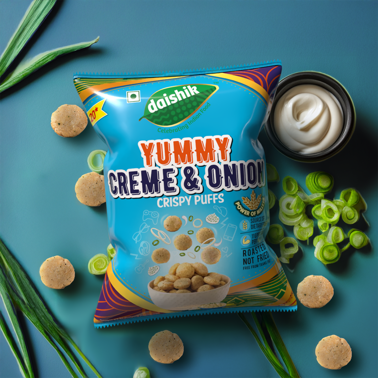 Yummy Creme & Onion Crispy Puff 60g